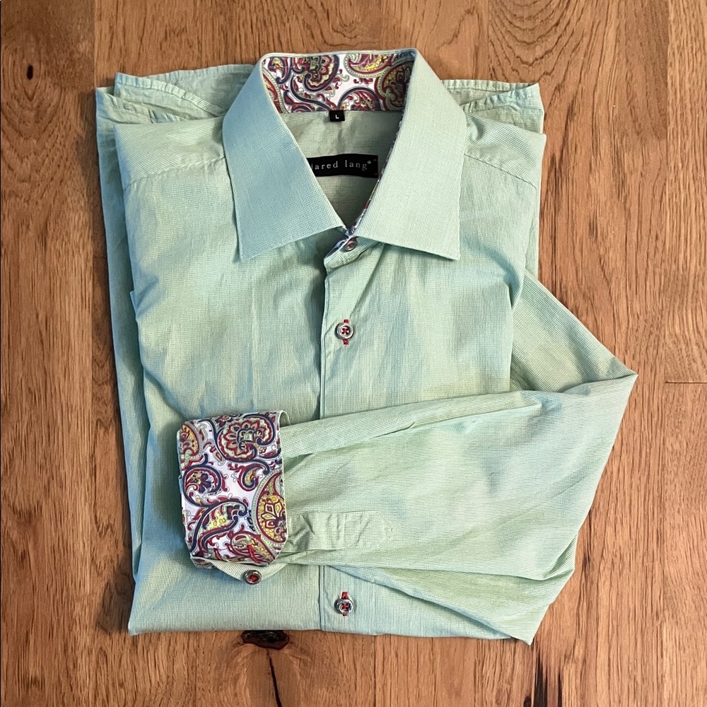 Jared Lang Light Green Shirt with Paisley Accents